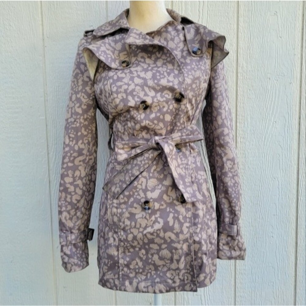 anthropologie daughter's of liberation leopard print double breasted coat sz 10